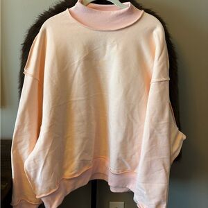 NWT Drop Shoulder Mock Neck Sweatshirt - Apricot